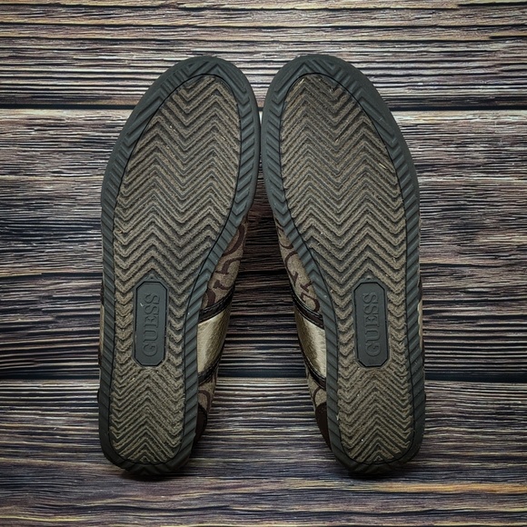 GUESS Signature Shoes Sneakers Brown Gold sz 8 - Picture 6 of 8